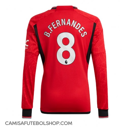 Camisa de time de futebol Manchester United Bruno Fernandes #8 Replicas 1º Equipamento 2023-24 Manga Comprida